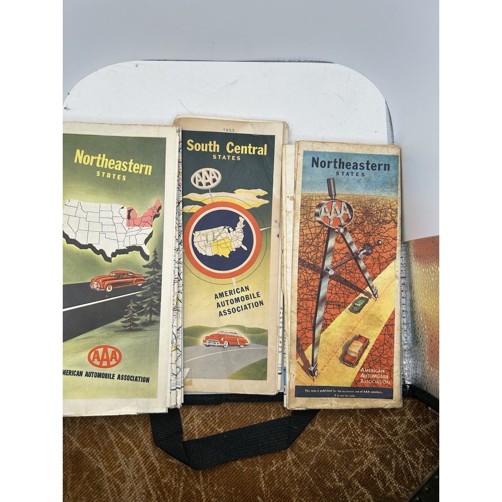 Vintage 1950s AAA Road Maps Lot of 3 1950‎ 1953 1955 Northeastern South Central